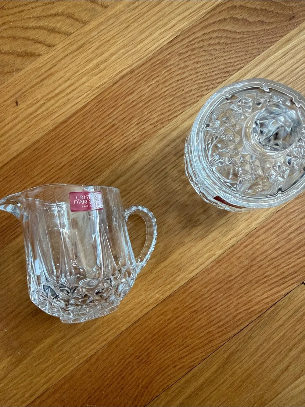 Cristal d'Arques Clear Crystal Creamer and Covered Sugar Set